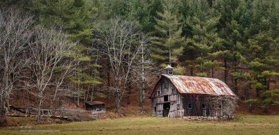 "Wood, Tin, and Evergreen",  Canon 5DS R, 70-200mm f/2.8L Mk2, Singh-Ray Color Combo Polarizer, 6 image pano